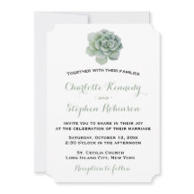 グリーン フローラル サボテン ウェディング 招待状