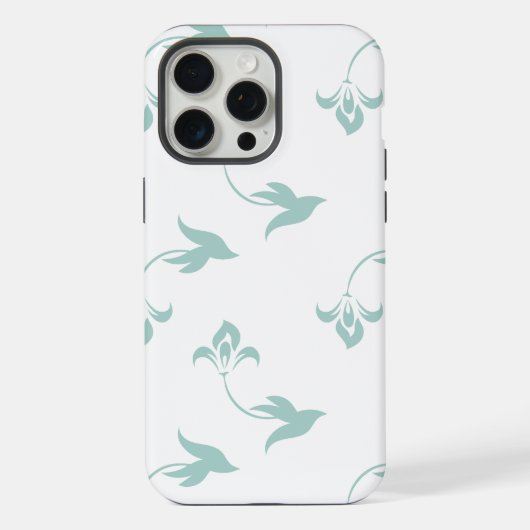グリーン フローラル シームレス パターン iPhoneケース (裏面)