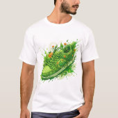 グリーン フローラル スニーカー アート Tシャツ (正面)