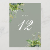 グリーン フローラル セージ グリーン テーブル ナンバー サンキューカード (裏面)