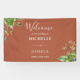 グリーン フローラル テラコッタ ウェディング ウェルカム 横断幕