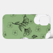 グリーン フローラル & バタフライ フォンケース Case-Mate iPhoneケース (裏面 (横))