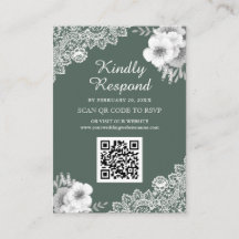 グリーン フローラル レース QRコード RSVP ウェディング ウェブサイト