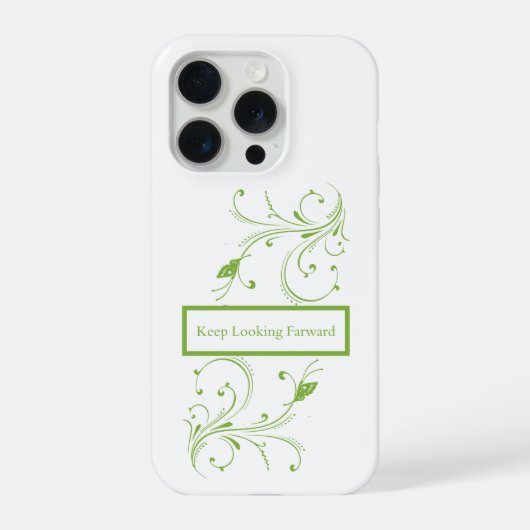 グリーン フローラル ヴァインズ Keep Looking Forward 引用 iPhoneケース (裏面)