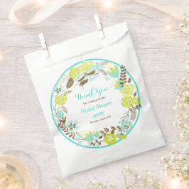 グリーン＆ブラウンの花飾り ブライダルシャワー フェイバーバッグ