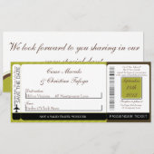 グリーン&ブラウンストラボードパス結婚式招待状 招待状 (正面/裏面)