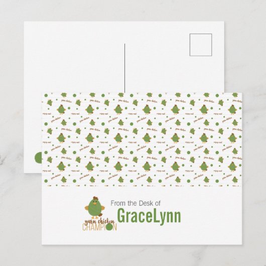 グリーン&ブラウンヤーンチキンチャンピオン葉書 ポストカード (正面/裏面)