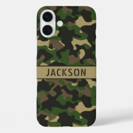 グリーン ブラウン カモフラージュ オリジナル iPhone 16 PLUSケース