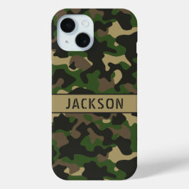 グリーン ブラウン カモフラージュ オリジナル iPhone 15ケース