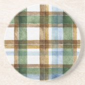 グリーン ブラウン ブルー Plaid ストライプ コースター (正面)