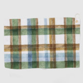グリーン ブラウン ブルー Plaid ストライプ ゴルフタオル (横)