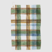 グリーン ブラウン ブルー Plaid ストライプ ゴルフタオル (正面)