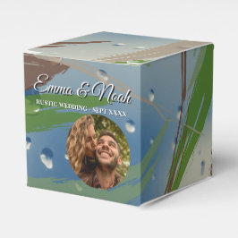 グリーン、ブラウン＆ベージュの筆致がおしゃれなお菓子プレゼントボックス フェイバーボックス