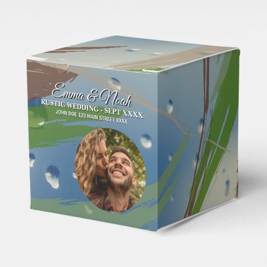 グリーン、ブラウン＆ベージュの筆致 フェイバーボックス (正面サイド)