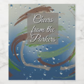 グリーン、ブラウン＆ベージュの筆致 ワインラベル (シングルラベル)