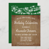グリーン ブラウン ライト 誕生日パーティー 招待状 大人 (正面/裏面)