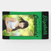 グリーン&ブラックおめでとうワンフォト卒業パーティー 横断幕 (横)