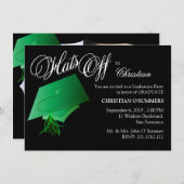 グリーン&ブラックの高校卒業パーティー 招待状 (正面/裏面)