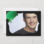 グリーン&ブラックの高校卒業パーティー 招待状 (裏面)