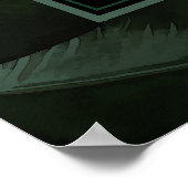 グリーン＆ブラックの chic なトロピカルリーフ ウェディングバナー ポスター (角)