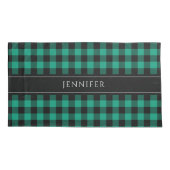 グリーン&ブラックギンガムプレイドファームハウスパターン名 枕カバー (裏面)