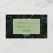 グリーン&ブラックシックなトロピカル離れトロピカルが友達を参照 紹介カード (裏面)