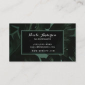 グリーン&ブラックシックトロピカルパーム葉ズシック 名刺 (裏面)