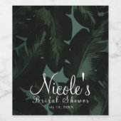 グリーン&ブラックシック熱帯離れス結婚ワイン ワインラベル (シングルラベル)