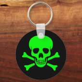 グリーン&ブラックスカル&クロスボーンキーチェーン キーホルダー (正面)