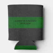 グリーン&ブラックステッチヴィンテージレザークーラーボックス 缶クーラー (裏面)