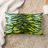 グリーン&ブラックタイガープリントルンバー装飾用クッション ランバークッション (ブランケット)