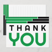 グリーン&ブラックバーグラードパーティーありがとう サンキューカード (正面/裏面)