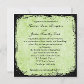 グリーン&ブラックバードケージ&ラブバード招待状 招待状 (裏面)