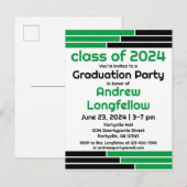 グリーン&ブラックバー卒業パーティー インビテーションポストカード (正面/裏面)