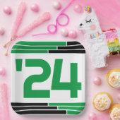 グリーン&ブラックバー24年卒業 ペーパープレート (パーティー)