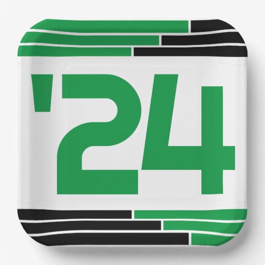 グリーン&ブラックバー24年卒業 ペーパープレート (正面)