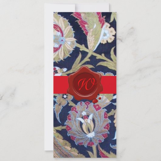 グリーン&ブラックブルーダマスク、レッドワックスシールモノグラム 招待状 (正面)