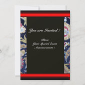 グリーン&ブラックブルーダマスク、レッドワックスシールモノグラム 招待状 (裏面)