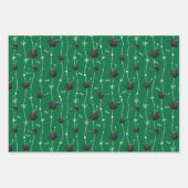 グリーン&ブラック卒業キャップトスラッピング紙 ラッピングペーパーシート (正面3)