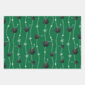 グリーン&ブラック卒業キャップトスラッピング紙 ラッピングペーパーシート (正面)