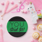 グリーン&ブラック卒業 ペーパープレート (パーティー)