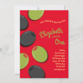 グリーン&ブラック·オリーブ·キッド1st誕生日パーティー 招待状 (正面)