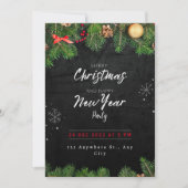 グリーン ブラック クリスマス パーティー 招待状 (正面)