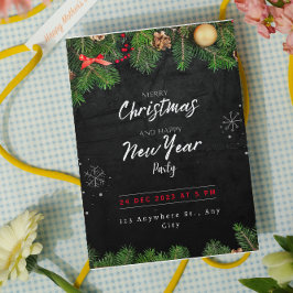 グリーン ブラック クリスマス パーティー 招待状