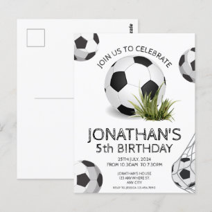 グリーン ブラック サッカー 誕生日 ポストカード
