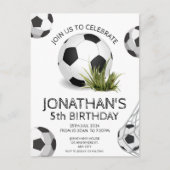 グリーン ブラック サッカー 誕生日 ポストカード (正面)