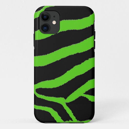 グリーン ブラック シマウマ ファー Case-Mate iPhoneケース (裏面)