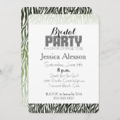 グリーン ブラック ゼブラ柄 ブライズシャワー 招待状 (正面/裏面)