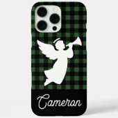 グリーン＆ブラック・タータンチェック＋カスタムエンジェルネーム Case-Mate iPhoneケース (裏面)