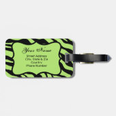 グリーン、ブラック&ティール(緑がかった色)ゼブラ&チータピンクの花 ラゲッジタグ (裏面横)